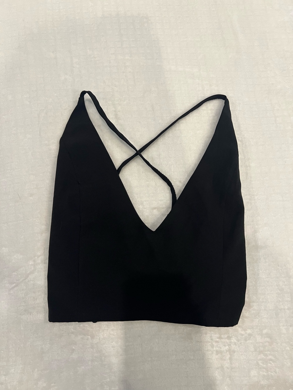 SHEIN Black Crisscross V-Neck Crop Top